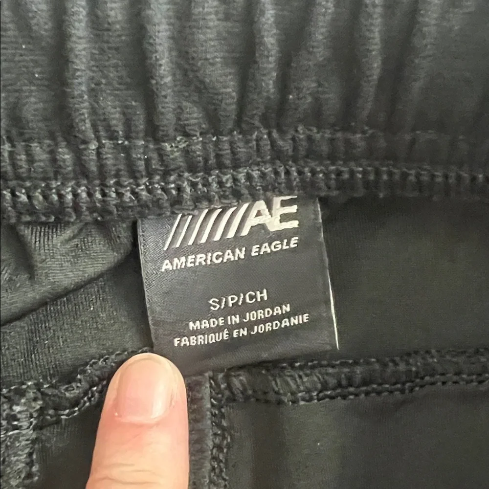 American Eagle Fleece Drawstring Shorts Black Size Small